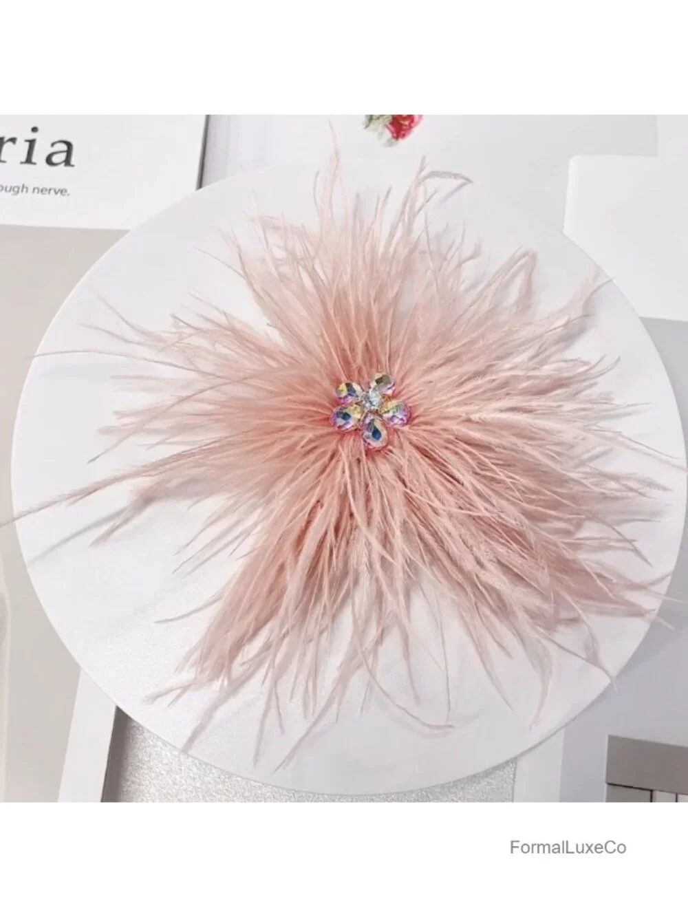 Large Feather Cz Flower Brooch Pin for Women Men